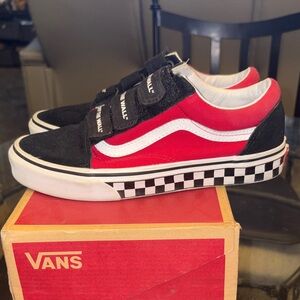 Vans Black and Red Velcro Sneakers